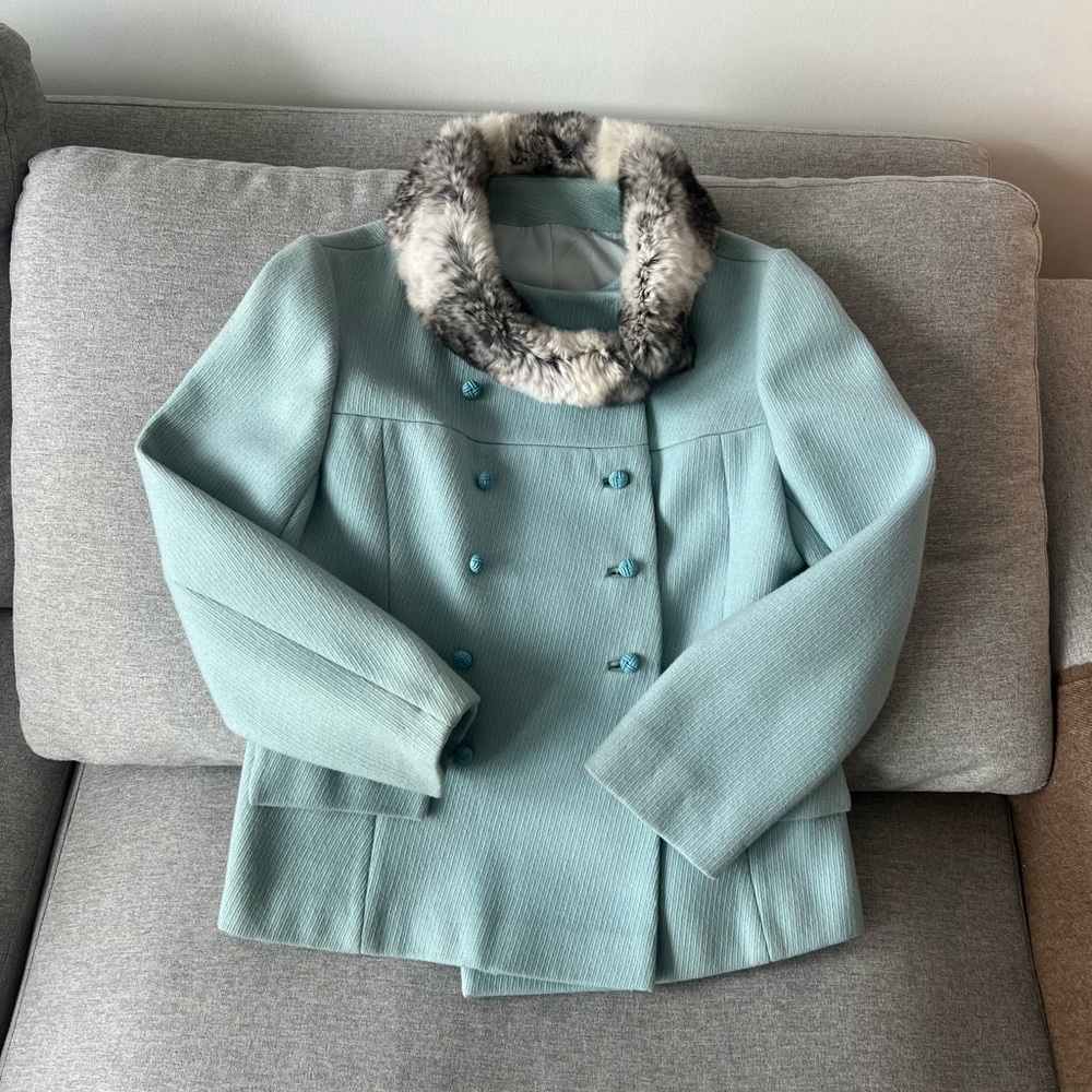 Junior Gallery Double-Breasted Dress Coat with Faux Fur Collar